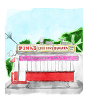 Load image into Gallery viewer, Pink's Hot Dogs - LA art print by MisterOsborne